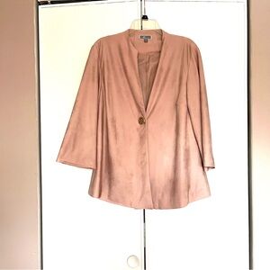 JM Collection Blush Pink Suede Single-Button Blazer